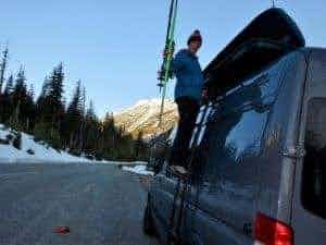 man standing on a lennon van