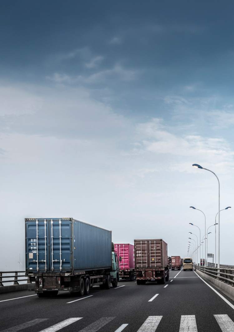 semi trucks on busy road