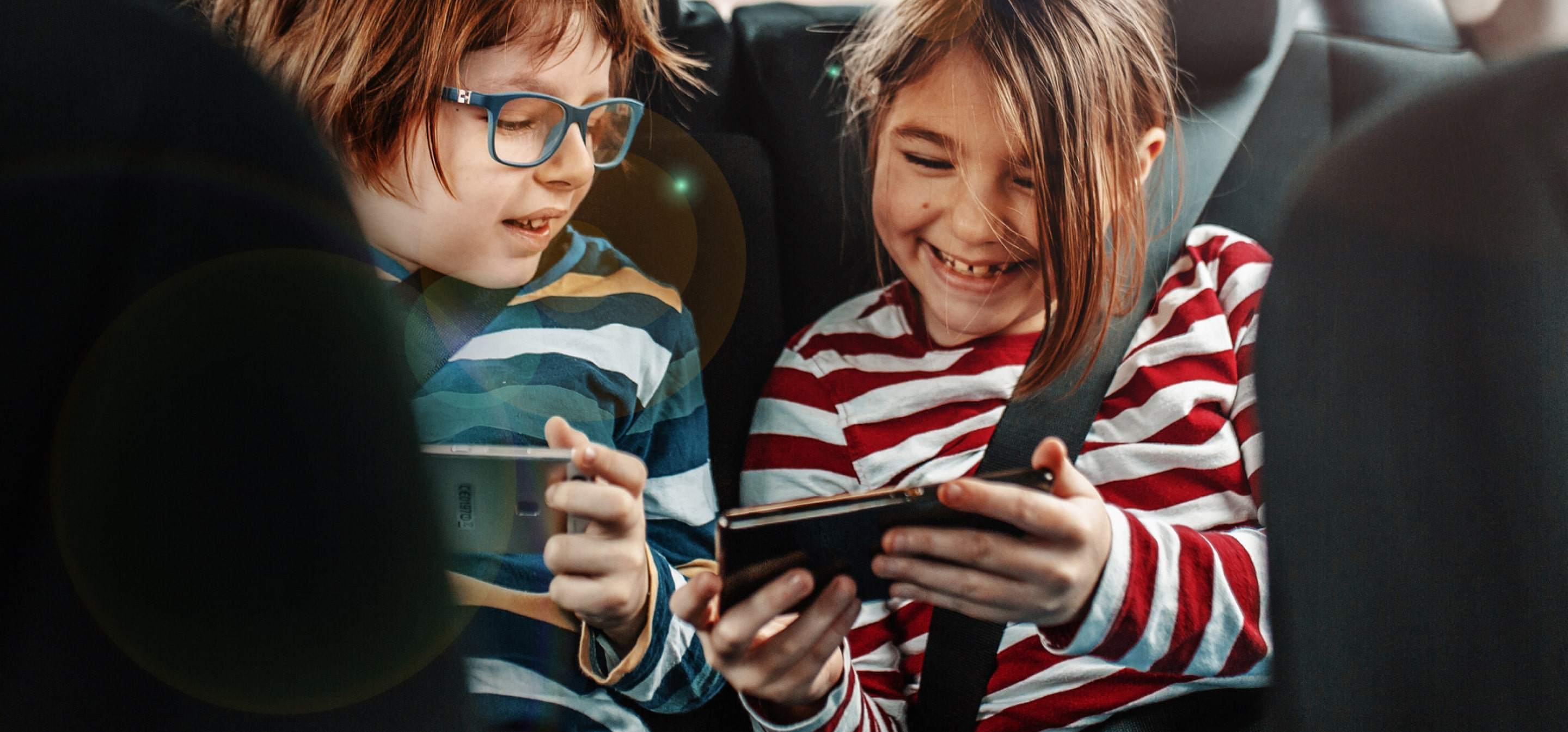 happy kids in the car