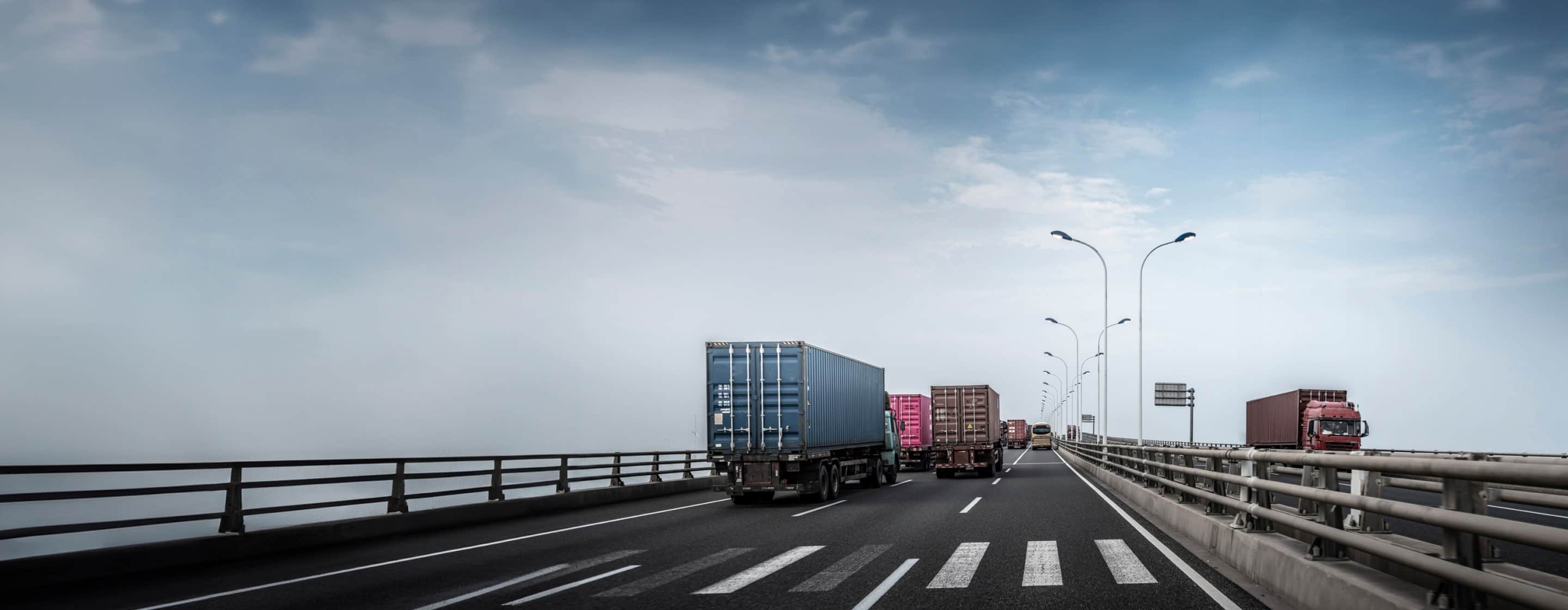 semi trucks on busy road