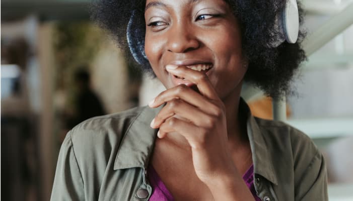 woman with headphones